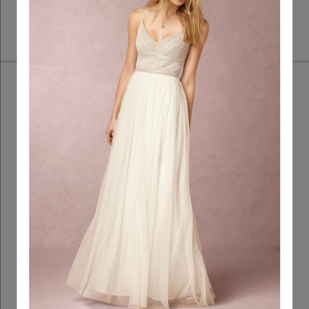 Adrianna Papell Beaded Tulle Wedding Gown